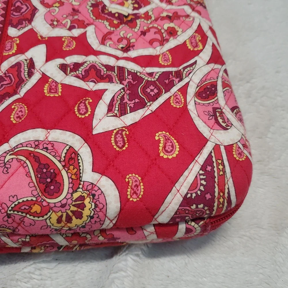 Vera Bradley Red Pink White Floral Quilted Hard Laptop Purse Strap‎ Bag Case